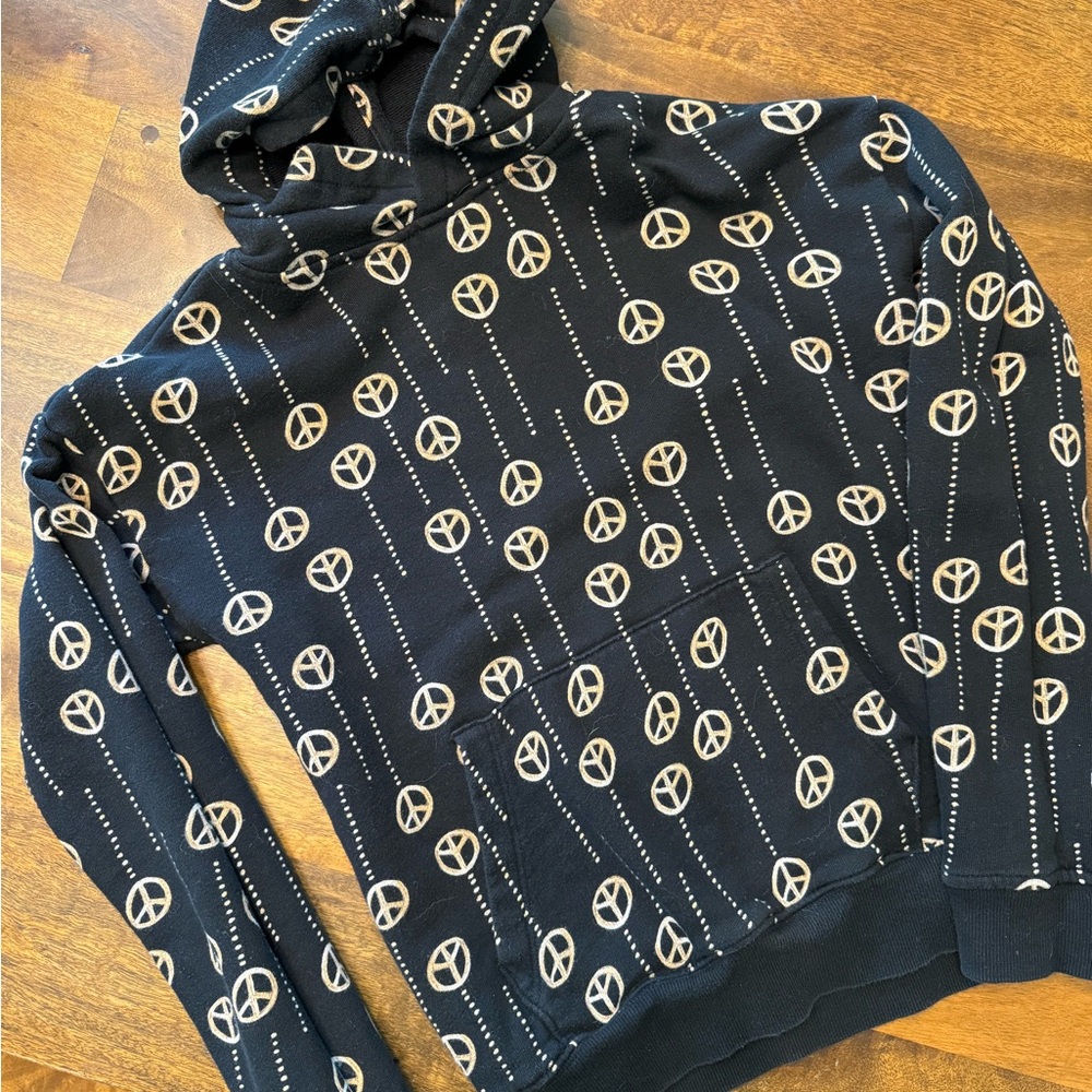 Nordstrom Black Hoodie with Peace Sign Design